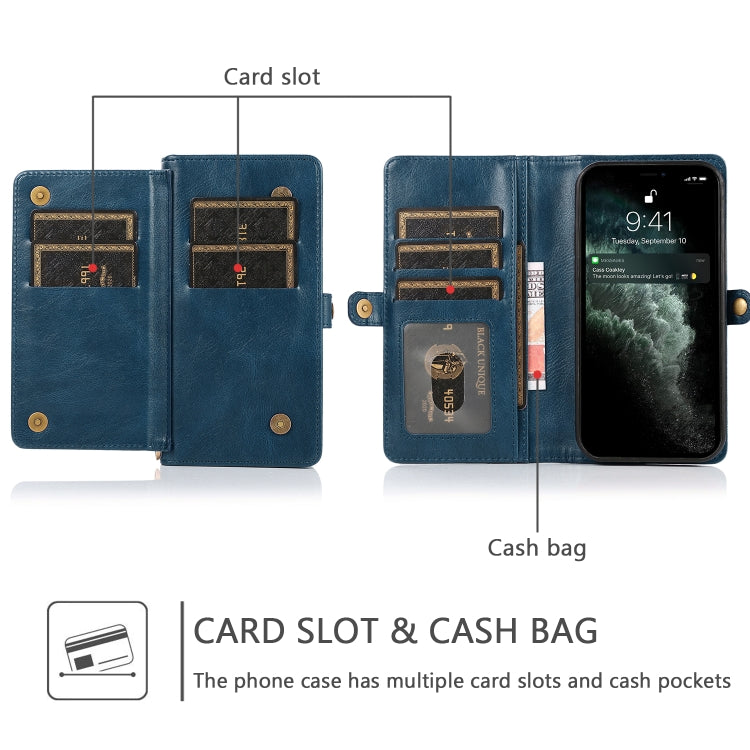 For iPhone 13 Pro Strong Magnetic Detachable Horizontal Flip Leather Case with Card Slots & Wallet (Blue) - iPhone 13 Pro Cases by buy2fix | Online Shopping UK | buy2fix