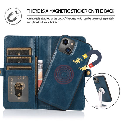 For iPhone 13 Pro Strong Magnetic Detachable Horizontal Flip Leather Case with Card Slots & Wallet (Blue) - iPhone 13 Pro Cases by buy2fix | Online Shopping UK | buy2fix