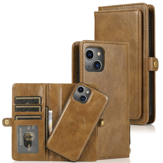 For iPhone 13 Pro Strong Magnetic Detachable Horizontal Flip Leather Case with Card Slots & Wallet (Brown) - iPhone 13 Pro Cases by buy2fix | Online Shopping UK | buy2fix