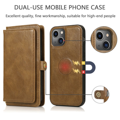 For iPhone 13 Pro Strong Magnetic Detachable Horizontal Flip Leather Case with Card Slots & Wallet (Brown) - iPhone 13 Pro Cases by buy2fix | Online Shopping UK | buy2fix