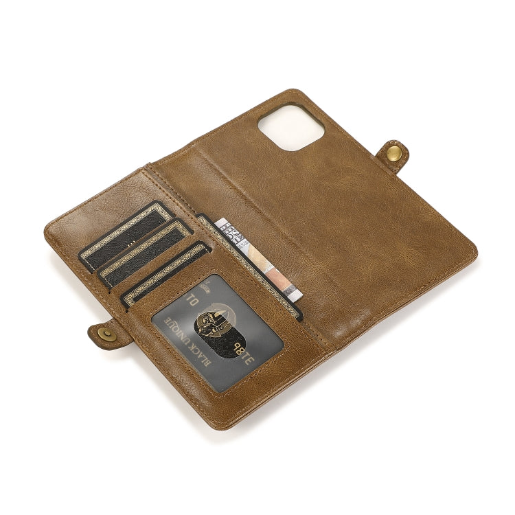 For iPhone 13 Pro Strong Magnetic Detachable Horizontal Flip Leather Case with Card Slots & Wallet (Brown) - iPhone 13 Pro Cases by buy2fix | Online Shopping UK | buy2fix