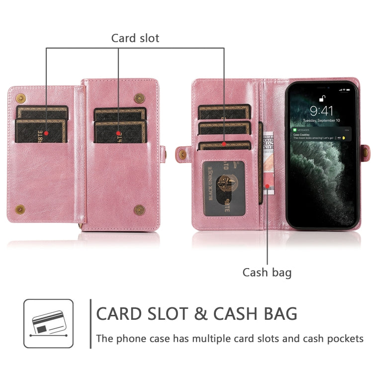 For iPhone 13 Pro Strong Magnetic Detachable Horizontal Flip Leather Case with Card Slots & Wallet (Rose Gold) - iPhone 13 Pro Cases by buy2fix | Online Shopping UK | buy2fix