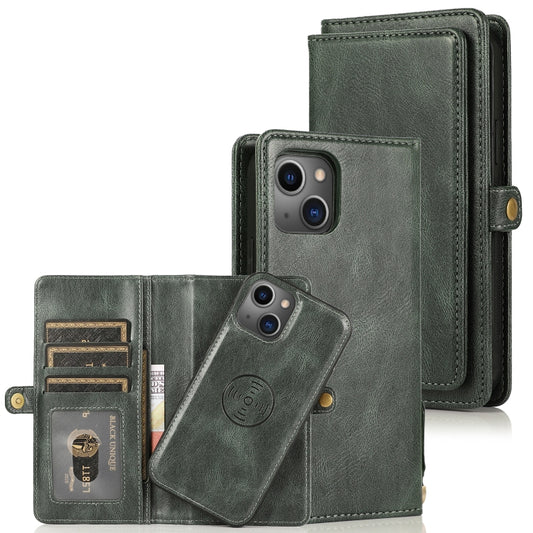 For iPhone 13 Pro Max Strong Magnetic Detachable Horizontal Flip Leather Case with Card Slots & Wallet (Green) - iPhone 13 Pro Max Cases by buy2fix | Online Shopping UK | buy2fix