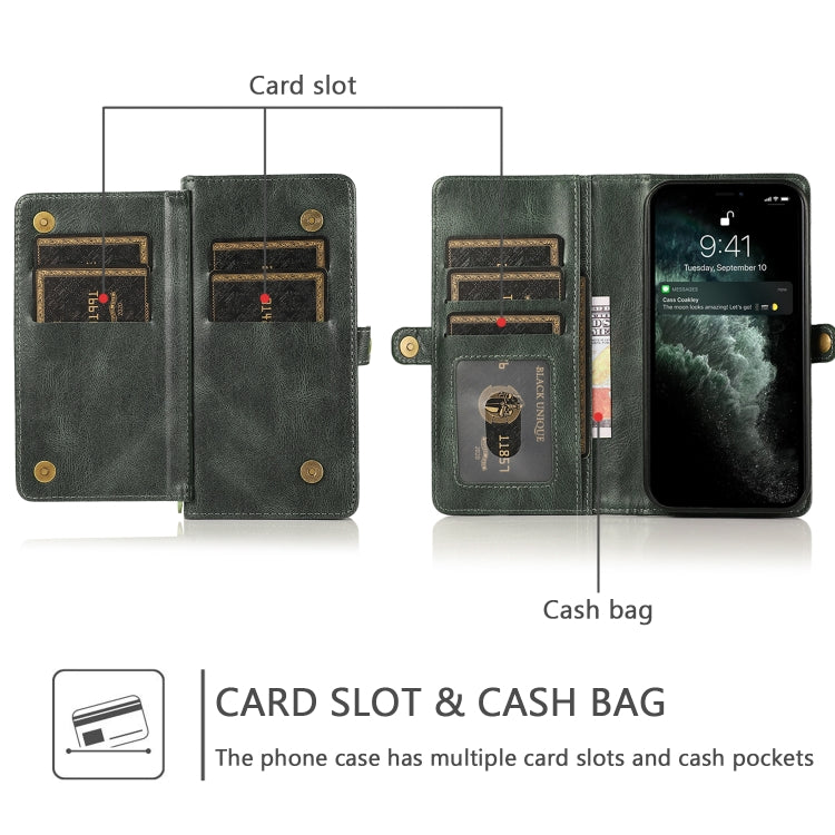 For iPhone 13 Pro Max Strong Magnetic Detachable Horizontal Flip Leather Case with Card Slots & Wallet (Green) - iPhone 13 Pro Max Cases by buy2fix | Online Shopping UK | buy2fix
