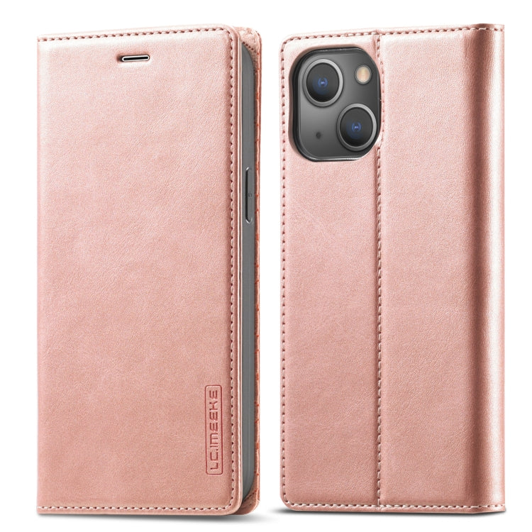 For iPhone 13 mini LC.IMEEKE Strong Magnetic PU + Matte TPU Horizontal Flip Leather Case with Holder & Card Slots & Wallet (Rose Gold) - iPhone 13 mini Cases by LC.IMEEKE | Online Shopping UK | buy2fix