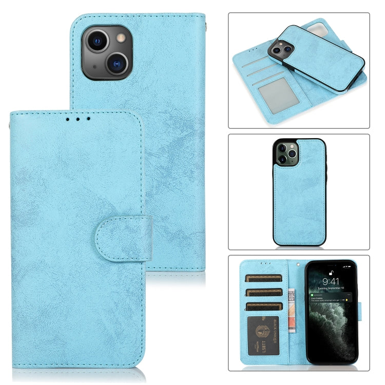 For iPhone 13 mini Retro 2 in 1 Detachable Horizontal Flip Leather Case with Card Slots & Wallet For iPhone 13 Mini(Blue) by buy2fix