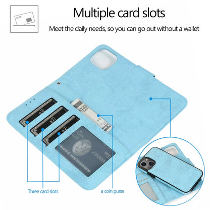 For iPhone 13 mini Retro 2 in 1 Detachable Horizontal Flip Leather Case with Card Slots & Wallet For iPhone 13 Mini(Blue) by buy2fix
