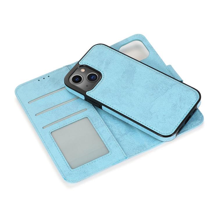 For iPhone 13 mini Retro 2 in 1 Detachable Horizontal Flip Leather Case with Card Slots & Wallet For iPhone 13 Mini(Blue) by buy2fix
