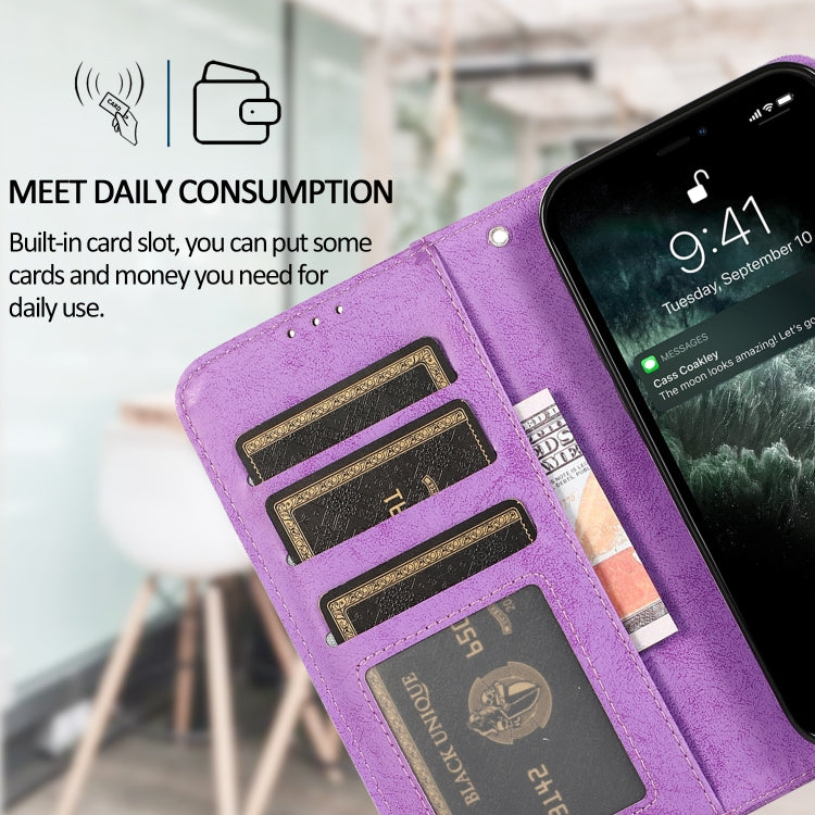 For iPhone 13 mini Retro 2 in 1 Detachable Horizontal Flip Leather Case with Card Slots & Wallet For iPhone 13 Mini(Purple) by buy2fix
