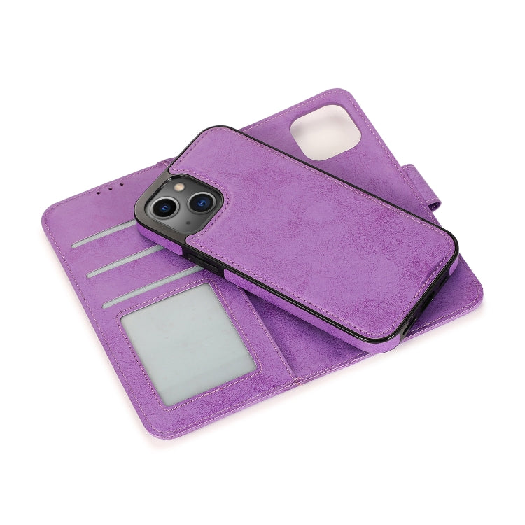 For iPhone 13 mini Retro 2 in 1 Detachable Horizontal Flip Leather Case with Card Slots & Wallet For iPhone 13 Mini(Purple) by buy2fix