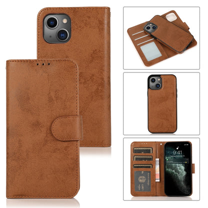 For iPhone 13 mini Retro 2 in 1 Detachable Horizontal Flip Leather Case with Card Slots & Wallet For iPhone 13 Mini(Brown) by buy2fix