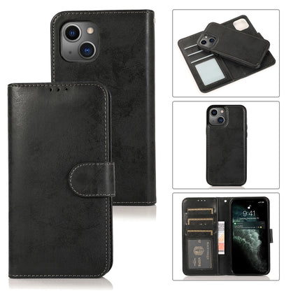For iPhone 13 mini Retro 2 in 1 Detachable Horizontal Flip Leather Case with Card Slots & Wallet For iPhone 13 Mini(Black) by buy2fix