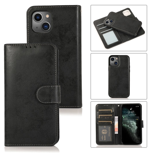 For iPhone 13 mini Retro 2 in 1 Detachable Horizontal Flip Leather Case with Card Slots & Wallet For iPhone 13 Mini(Black) by buy2fix