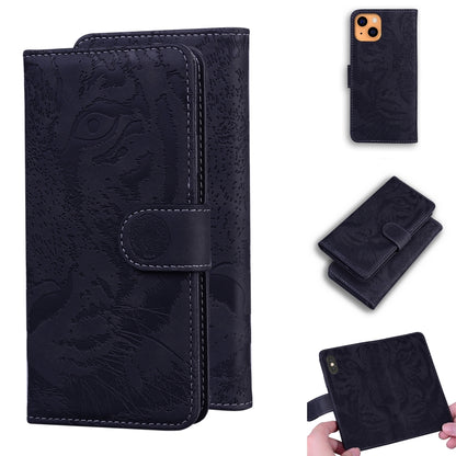 For iPhone 13 mini Tiger Embossing Pattern Horizontal Flip Leather Case with Holder & Card Slots & Wallet (Black) by buy2fix