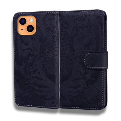 For iPhone 13 mini Tiger Embossing Pattern Horizontal Flip Leather Case with Holder & Card Slots & Wallet (Black) by buy2fix