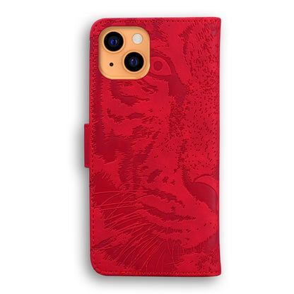 For iPhone 13 mini Tiger Embossing Pattern Horizontal Flip Leather Case with Holder & Card Slots & Wallet (Red) by buy2fix
