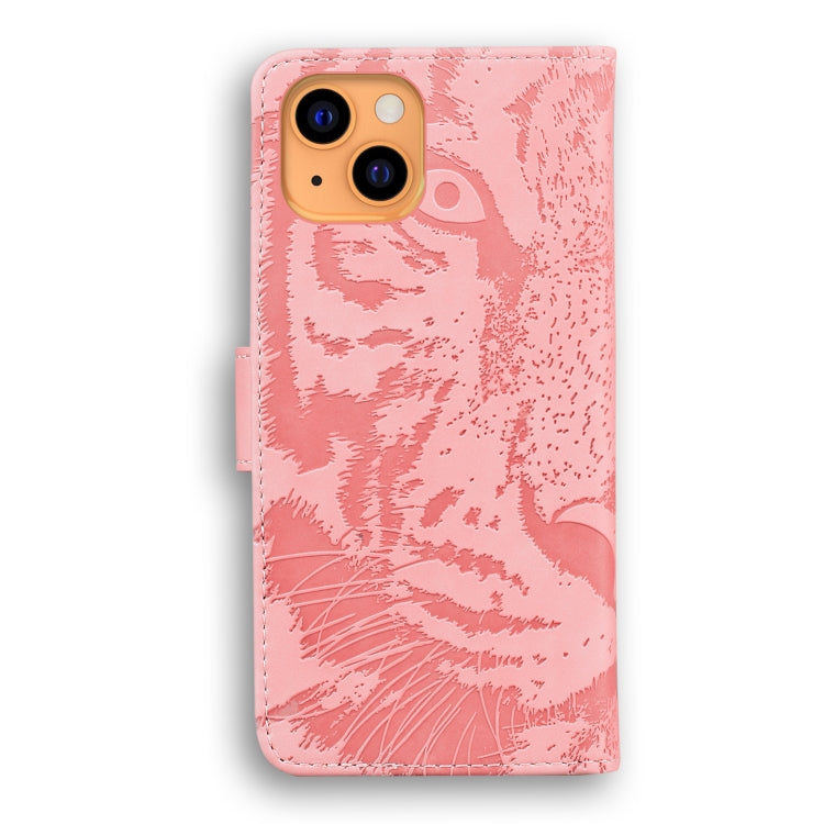 For iPhone 13 mini Tiger Embossing Pattern Horizontal Flip Leather Case with Holder & Card Slots & Wallet (Pink) by buy2fix