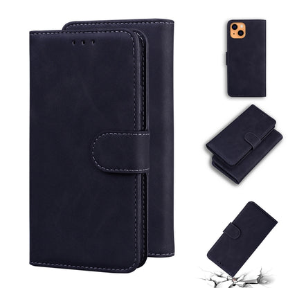 For iPhone 13 mini Skin Feel Pure Color Horizontal Flip Leather Case with Holder & Card Slots & Wallet (Black) by buy2fix