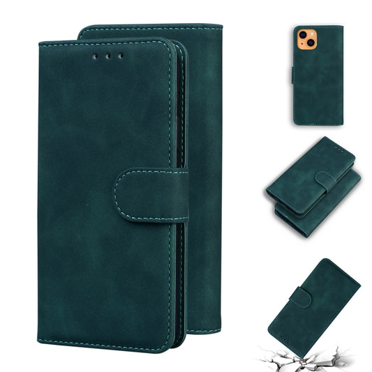 For iPhone 13 mini Skin Feel Pure Color Horizontal Flip Leather Case with Holder & Card Slots & Wallet (Green) by buy2fix