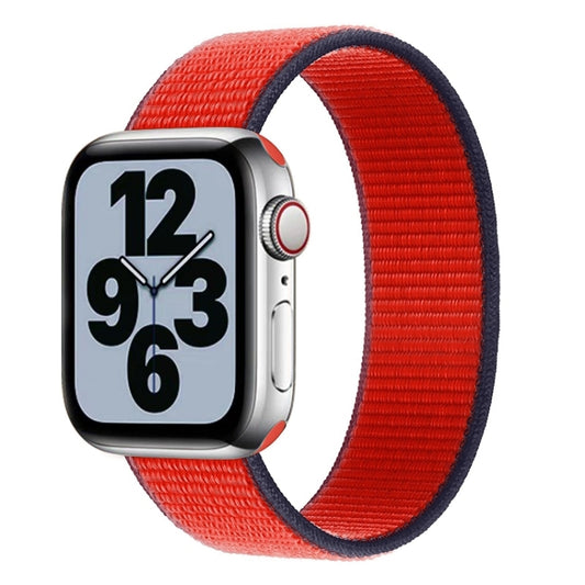 Single Lap Nylon Watch Band, Size: M 155mm For Apple Watch Ultra 49mm&Watch Ultra 2 49mm / Series 9&8&7 45mm / SE 3&SE 2&6&SE&5&4 44mm / 3&2&1 42mm(Dark Red) by buy2fix