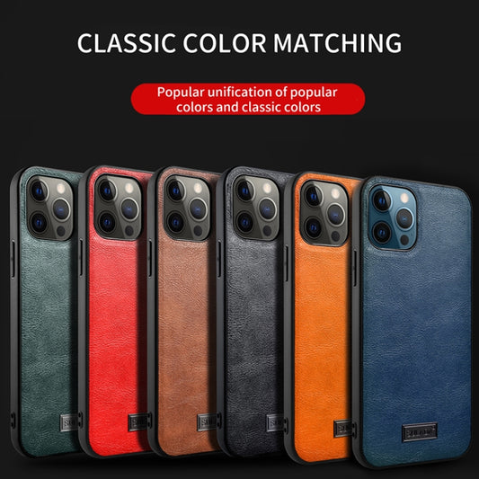 For iPhone 13 mini SULADA Shockproof TPU + Handmade Leather Protective Case (Red) - iPhone 13 mini Cases by SULADA | Online Shopping UK | buy2fix