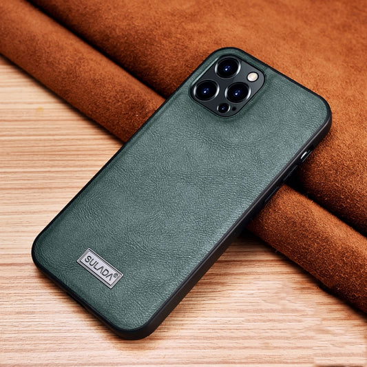 For iPhone 13 Pro Max SULADA Shockproof TPU + Handmade Leather Protective Case (Green) - iPhone 13 Pro Max Cases by SULADA | Online Shopping UK | buy2fix