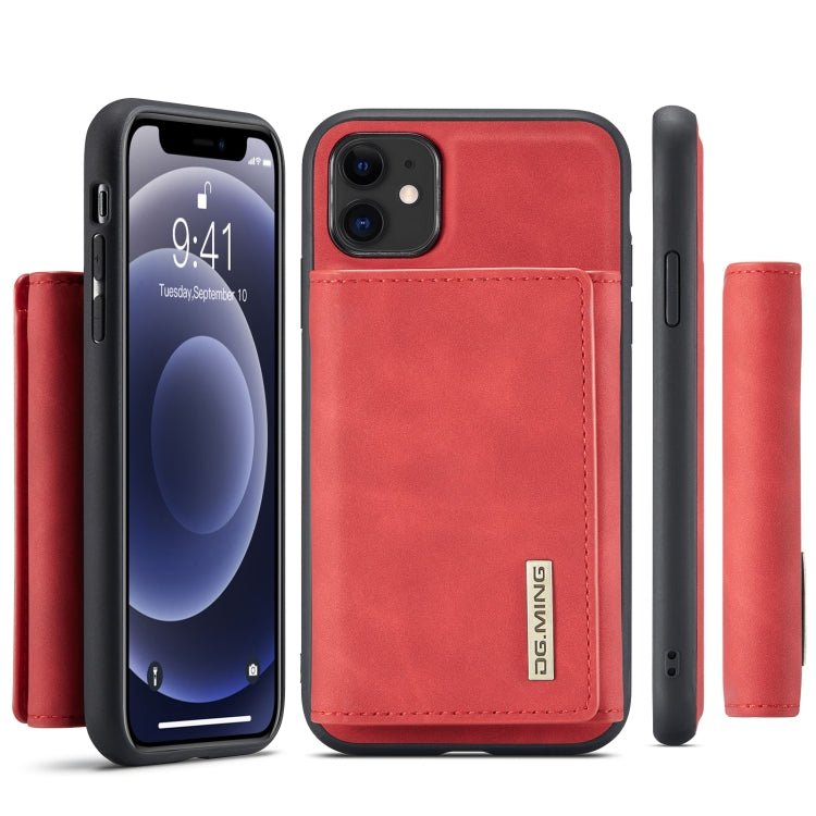 DG.MING M1 Series 3-Fold Multi Card Wallet  Back Cover Shockproof Case with Holder Function For iPhone 11(Red) - iPhone 11 Cases by DG.MING | Online Shopping UK | buy2fix
