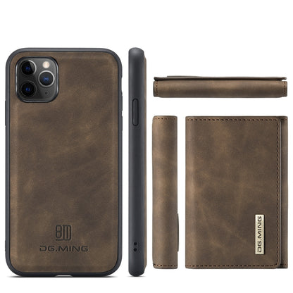 DG.MING M1 Series 3-Fold Multi Card Wallet  Back Cover Shockproof Case with Holder Function For iPhone 11 Pro(Coffee) - iPhone 11 Pro Cases by DG.MING | Online Shopping UK | buy2fix