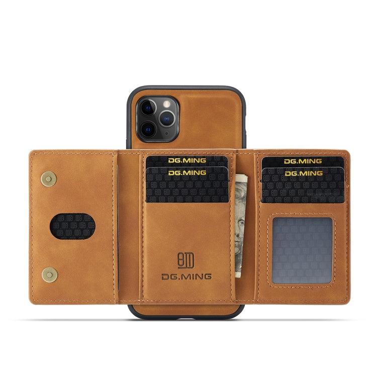 DG.MING M2 Series 3-Fold Multi Card Bag Back Cover Shockproof Case with Wallet & Holder Function For iPhone 11 Pro(Brown) - iPhone 11 Pro Cases by DG.MING | Online Shopping UK | buy2fix