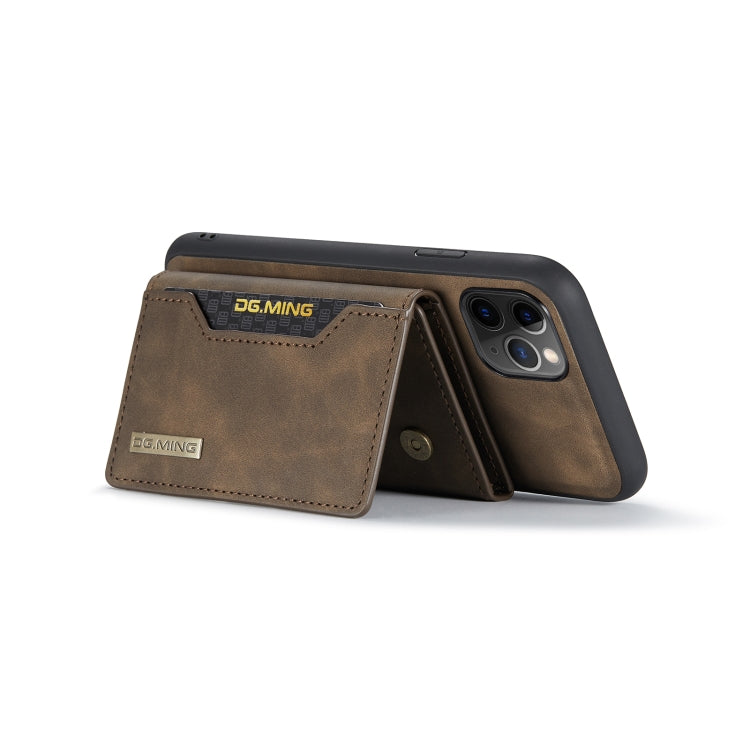DG.MING M2 Series 3-Fold Multi Card Bag Back Cover Shockproof Case with Wallet & Holder Function For iPhone 11 Pro(Coffee) - iPhone 11 Pro Cases by DG.MING | Online Shopping UK | buy2fix