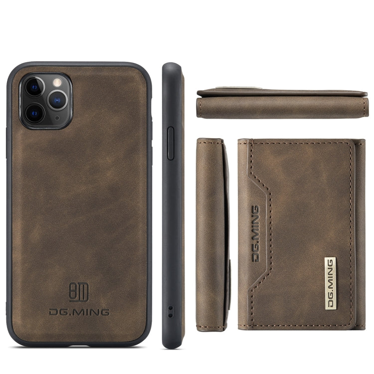 DG.MING M2 Series 3-Fold Multi Card Bag Back Cover Shockproof Case with Wallet & Holder Function For iPhone 11 Pro(Coffee) - iPhone 11 Pro Cases by DG.MING | Online Shopping UK | buy2fix