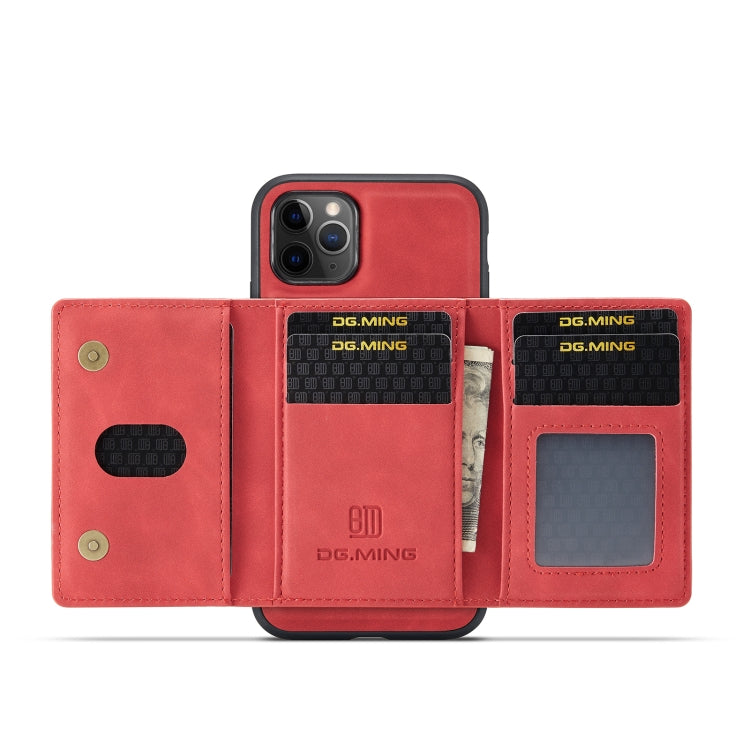 DG.MING M2 Series 3-Fold Multi Card Bag Back Cover Shockproof Case with Wallet & Holder Function For iPhone 11 Pro(Red) - iPhone 11 Pro Cases by DG.MING | Online Shopping UK | buy2fix