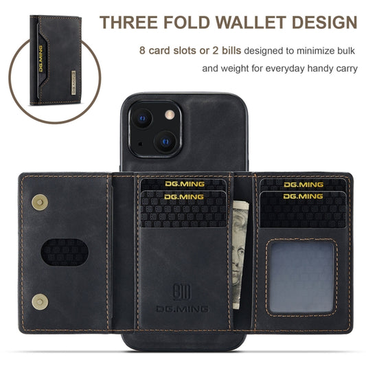 For iPhone 13 DG.MING M2 Series 3-Fold Card Bag Shockproof Case with Wallet & Holder Function(Black) by DG.MING
