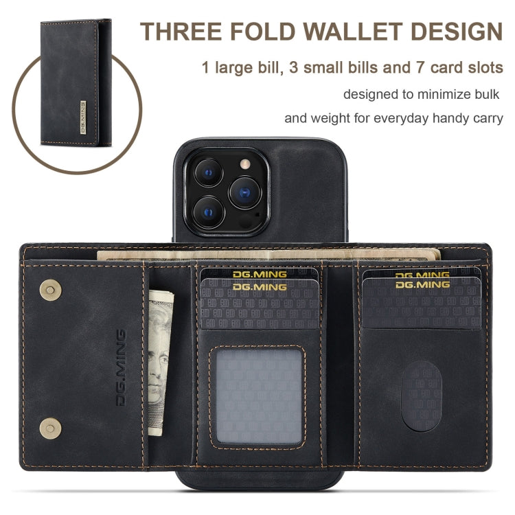 For iPhone 13 Pro DG.MING M1 Series 3-Fold Multi Card Wallet Shockproof Case with Holder Function (Black) - iPhone 13 Pro Cases by DG.MING | Online Shopping UK | buy2fix