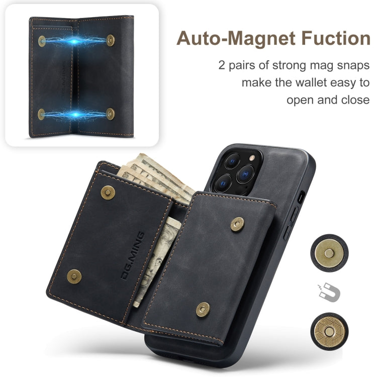 For iPhone 13 Pro DG.MING M1 Series 3-Fold Multi Card Wallet Shockproof Case with Holder Function (Black) - iPhone 13 Pro Cases by DG.MING | Online Shopping UK | buy2fix