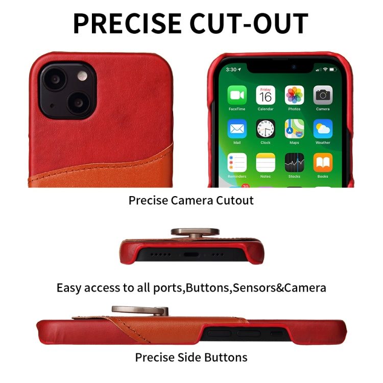 For iPhone 13 Fierre Shann Oil Wax Texture Genuine Leather Back Cover Case with 360 Degree Rotation Holder & Card Slot(Red) - iPhone 13 Cases by FIERRE SHANN | Online Shopping UK | buy2fix