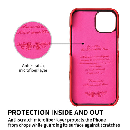 For iPhone 13 Fierre Shann Oil Wax Texture Genuine Leather Back Cover Case with 360 Degree Rotation Holder & Card Slot(Red) - iPhone 13 Cases by FIERRE SHANN | Online Shopping UK | buy2fix