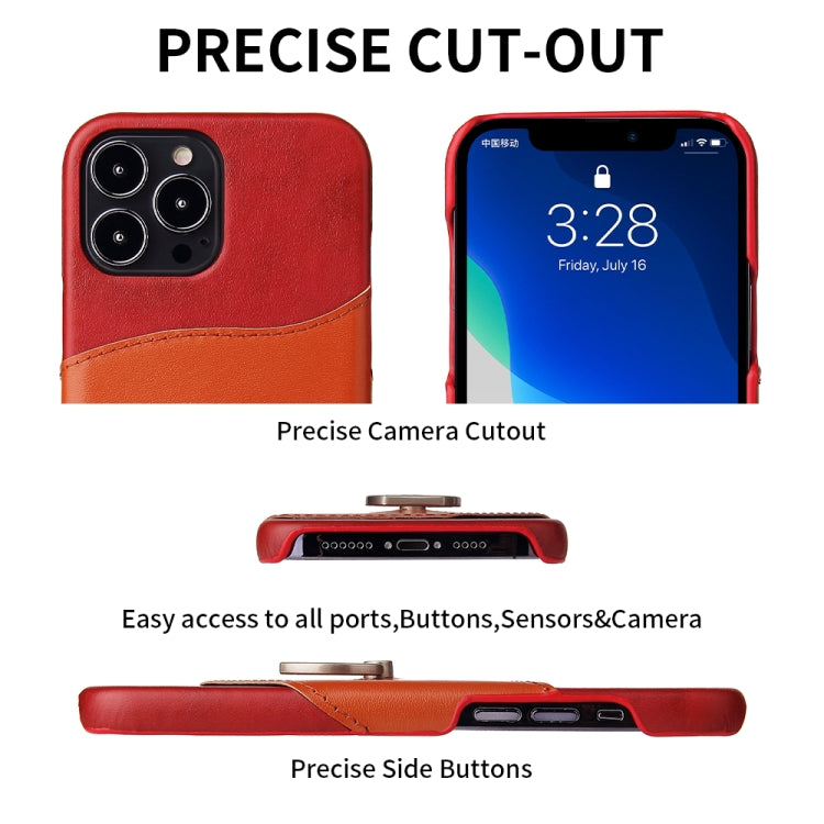 For iPhone 13 Pro Fierre Shann Oil Wax Texture Genuine Leather Back Cover Case with 360 Degree Rotation Holder & Card Slot (Red) - iPhone 13 Pro Cases by FIERRE SHANN | Online Shopping UK | buy2fix