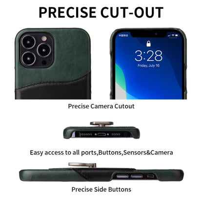 For iPhone 13 Pro Max Fierre Shann Oil Wax Texture Genuine Leather Back Cover Case with 360 Degree Rotation Holder & Card Slot (Black) - iPhone 13 Pro Max Cases by FIERRE SHANN | Online Shopping UK | buy2fix