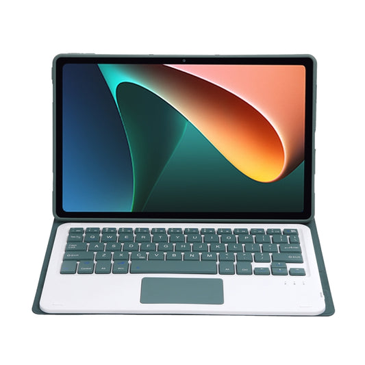 A0N5-A Ultra-thin Detachable Lambskin Texture TPU Bluetooth Keyboard Leather Tablet Case with Holder & Touchpad For Xiaomi Pad 5 / 5 Pro(Dark Green) by buy2fix