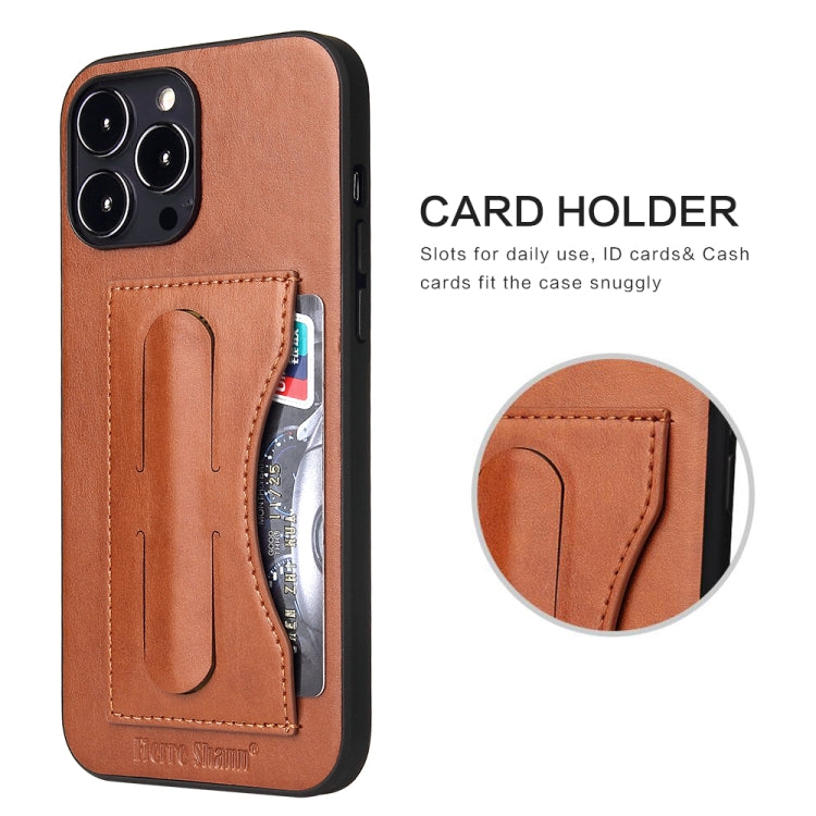 For iPhone 13 mini Fierre Shann Full Coverage Protective Leather Case with Holder & Card Slot (Brown) - iPhone 13 mini Cases by FIERRE SHANN | Online Shopping UK | buy2fix