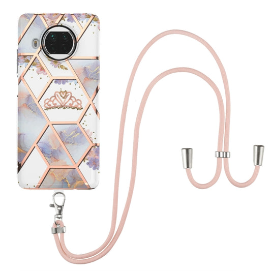 For Xiaomi Mi 10T Lite 5G Electroplating Splicing Marble Flower Pattern TPU Shockproof Case with Lanyard(Imperial Crown) - Xiaomi Cases by buy2fix | Online Shopping UK | buy2fix