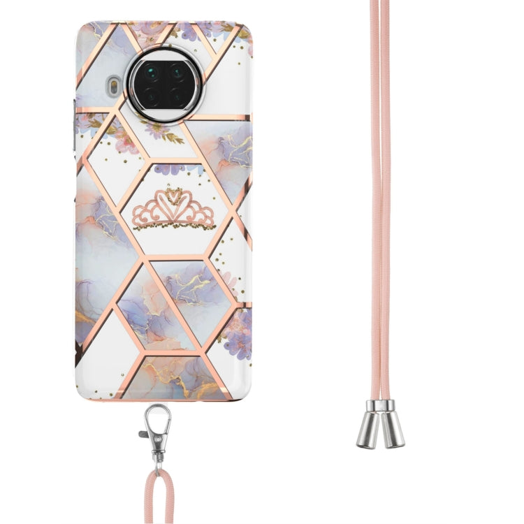 For Xiaomi Mi 10T Lite 5G Electroplating Splicing Marble Flower Pattern TPU Shockproof Case with Lanyard(Imperial Crown) - Xiaomi Cases by buy2fix | Online Shopping UK | buy2fix