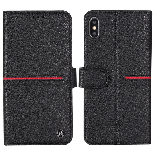 For iPhone XS Max GEBEI Top-grain Leather Horizontal Flip Protective Case with Holder & Card Slots & Wallet & Photo Frame(Black)