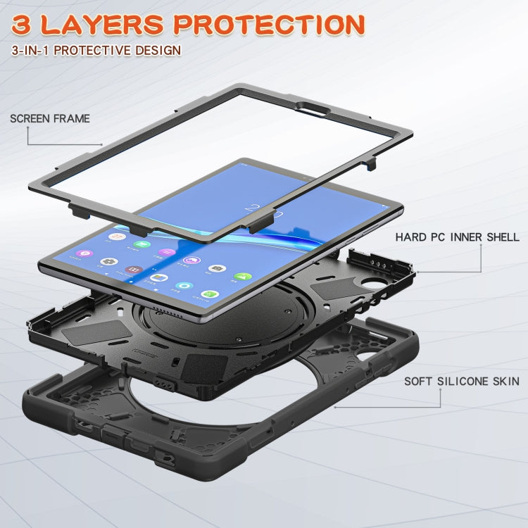 For Lenovo Tab M10 HD 2020 X306X/F Silicone + PC Protective Case with Holder & Shoulder Strap(Black) - Lenovo by buy2fix | Online Shopping UK | buy2fix
