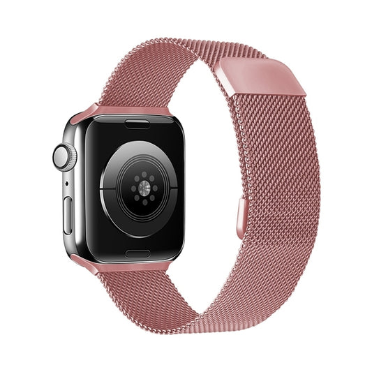 Adjustable Dual Section Milan Watch Band For Apple Watch Ultra 49mm&Watch Ultra 2 49mm / Series 9&8&7 45mm / SE 3&SE 2&6&SE&5&4 44mm / 3&2&1 42mm(Rose Pink) by buy2fix