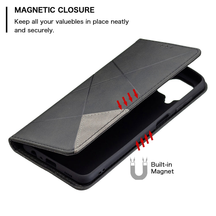 For Samsung Galaxy M32 Rhombus Texture Horizontal Flip Magnetic Leather Case with Holder & Card Slots(Black) by buy2fix