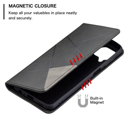 For Samsung Galaxy M32 Rhombus Texture Horizontal Flip Magnetic Leather Case with Holder & Card Slots(Black) by buy2fix