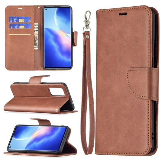 For OPPO Reno5 5G Retro Lambskin Texture Pure Color Horizontal Flip PU Leather Case with Holder & Card Slots & Wallet & Lanyard(Brown) by buy2fix