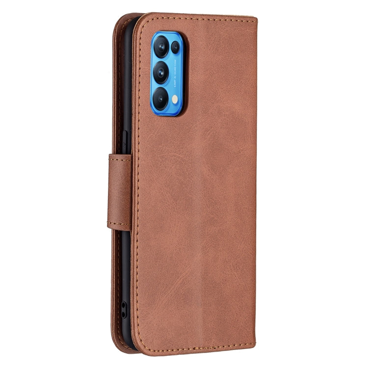 For OPPO Reno5 5G Retro Lambskin Texture Pure Color Horizontal Flip PU Leather Case with Holder & Card Slots & Wallet & Lanyard(Brown) by buy2fix
